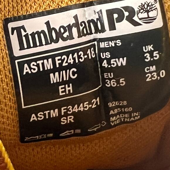 Timberland PRO Sawhorse 6" Composite Safety Toe Boots Brown Men 4.5W Tried On - Picture 10 of 11